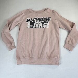 Blondie Band Graphic Sweatshirt Pink Debbie Harry Rock Music Pullover XS 01733